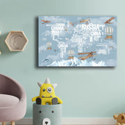 Quadro Decorativo em Tela Azul e Branco com Moldura de Pinho - 45x70cm Canvas 100%