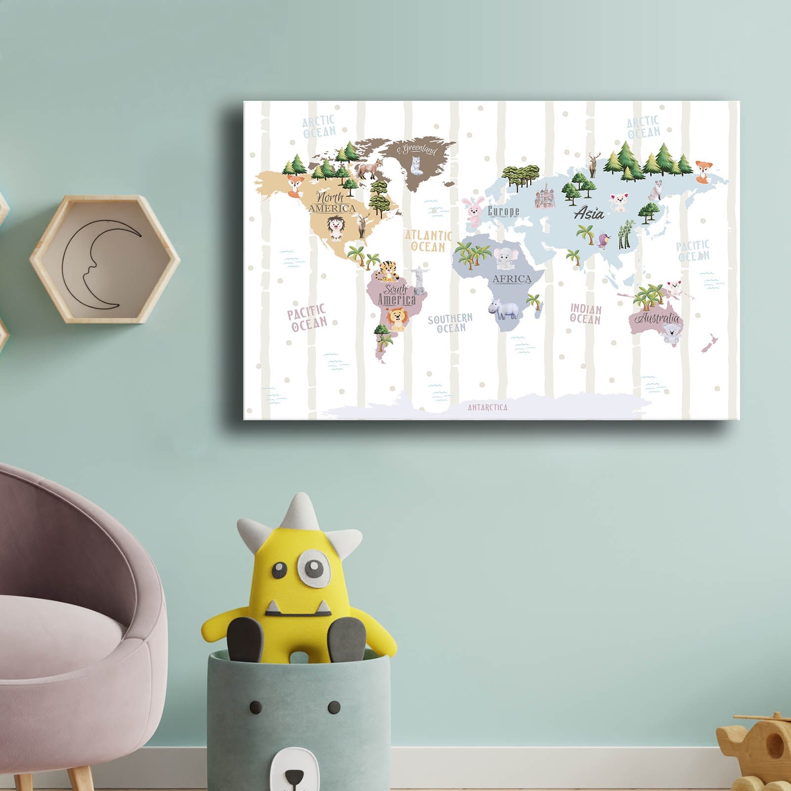 Quadro Decorativo em Tela Multicolor com Moldura de Pinho - 45x70cm Canvas 100%