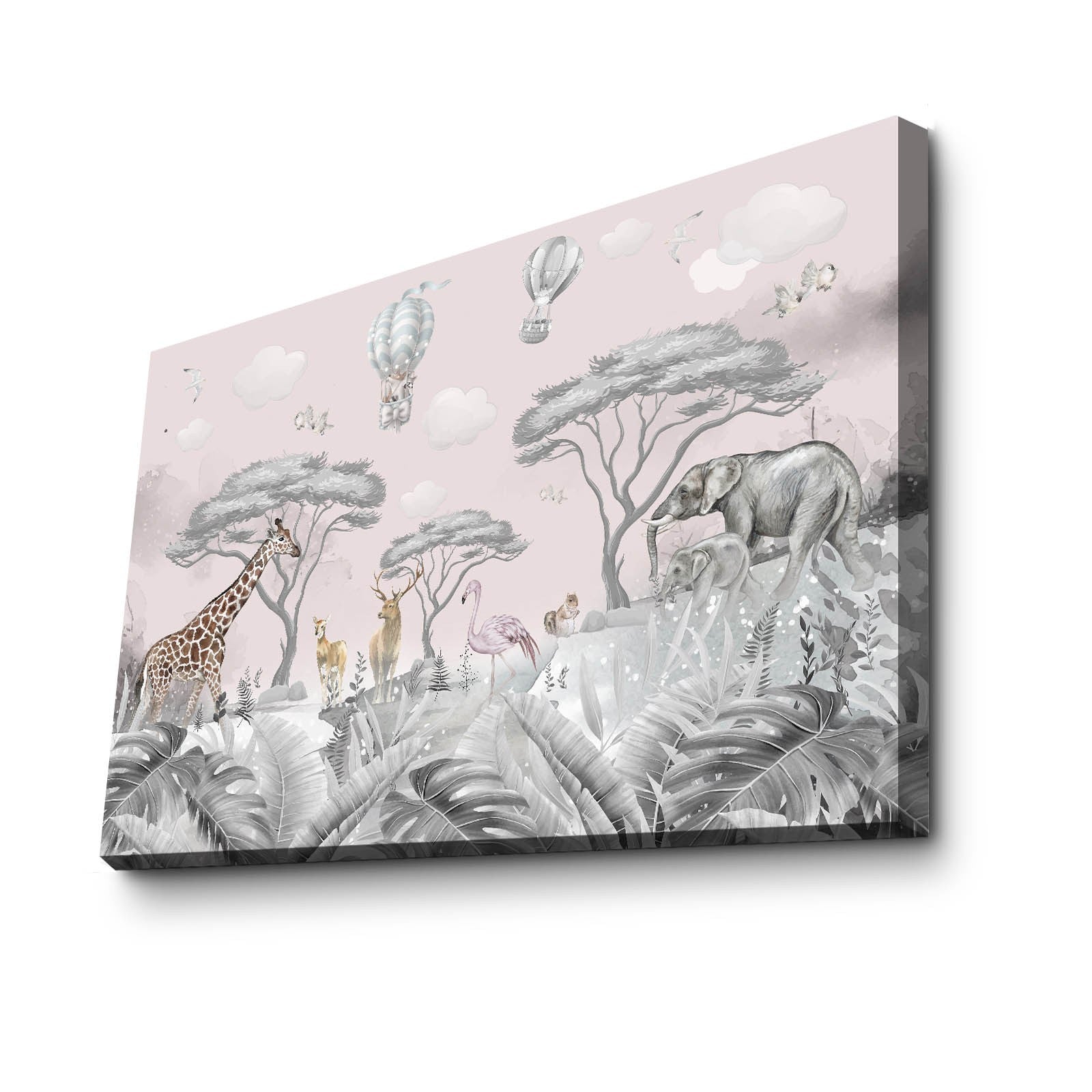 Quadro Decorativo em Tela - Cinzento e Branco com Moldura de Pinho 45x70cm