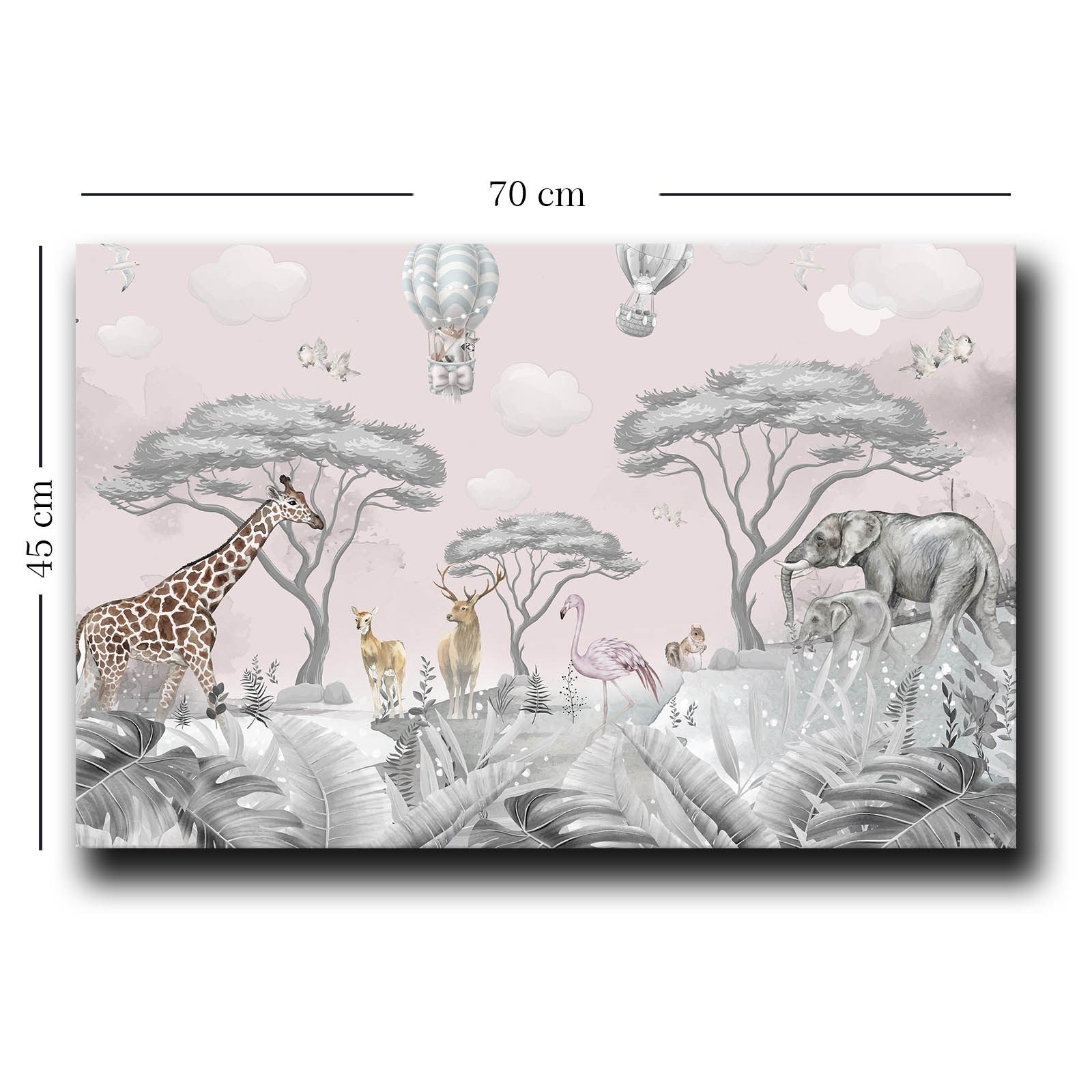 Quadro Decorativo em Tela - Cinzento e Branco com Moldura de Pinho 45x70cm