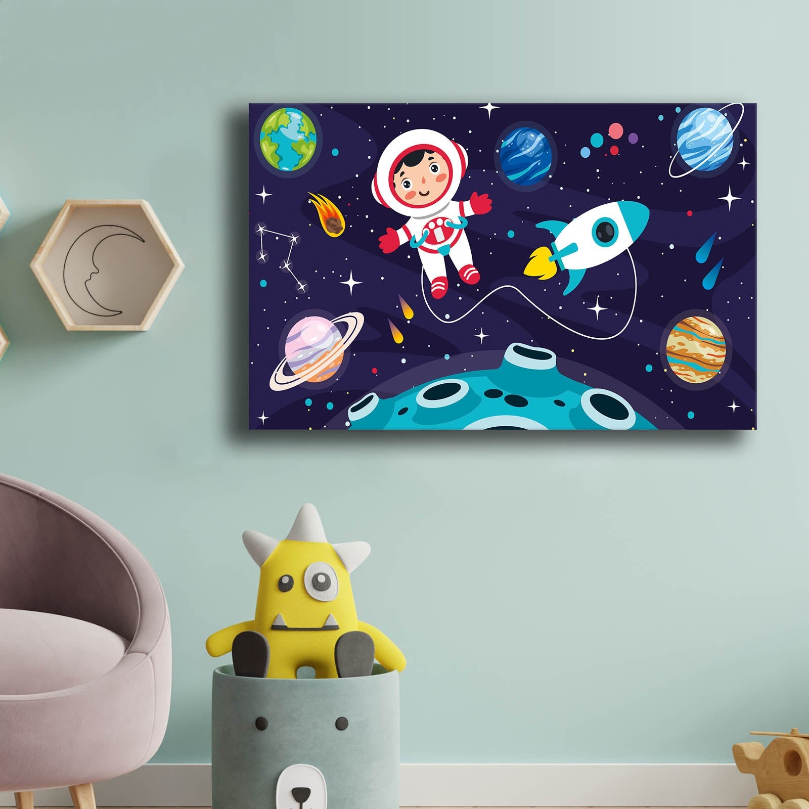 Quadro Decorativo em Tela Multicolor com Moldura de Pinho - 45x70cm Canvas 100%