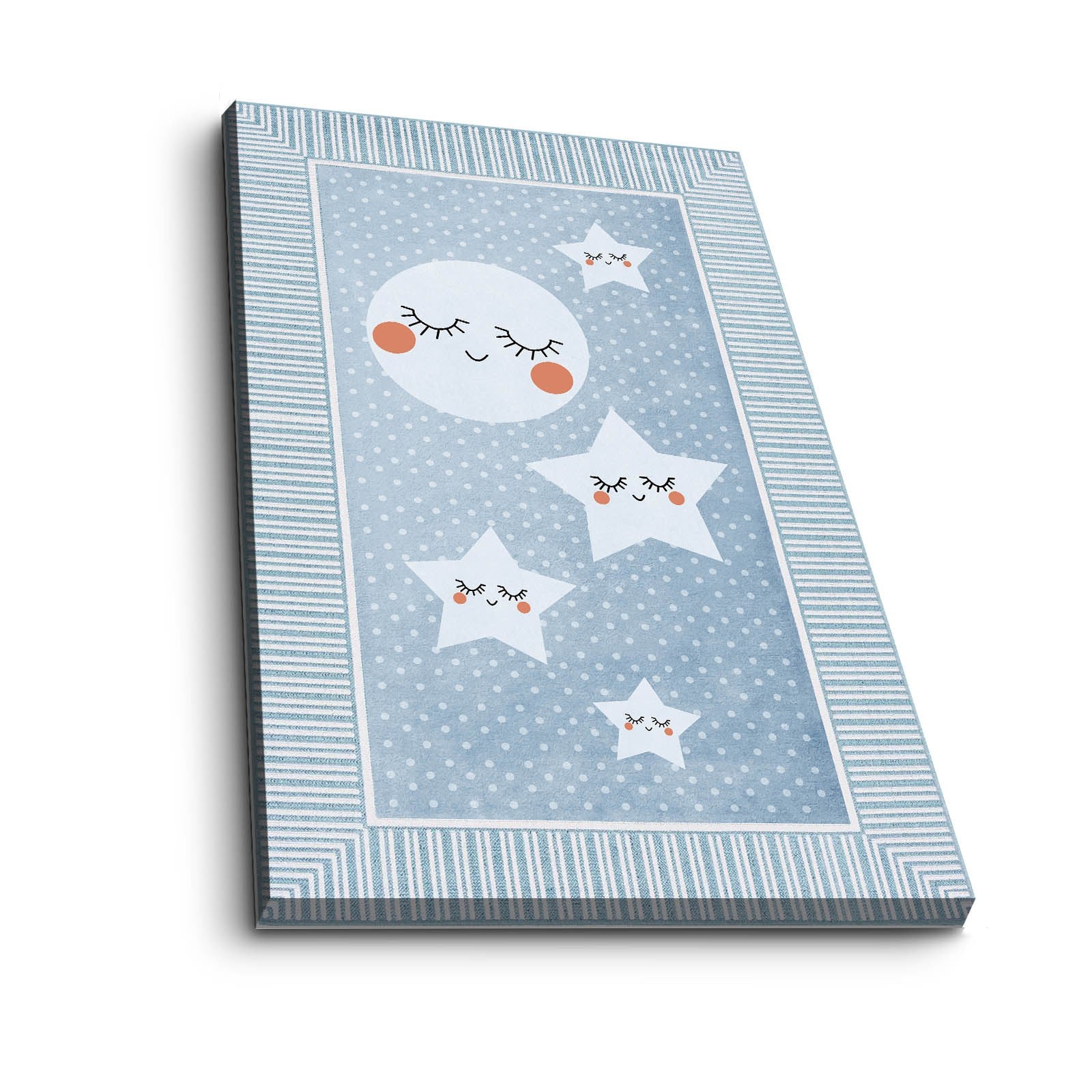 Quadro Decorativo em Tela - Azul e Branco 45x70cm com Moldura de Pinho