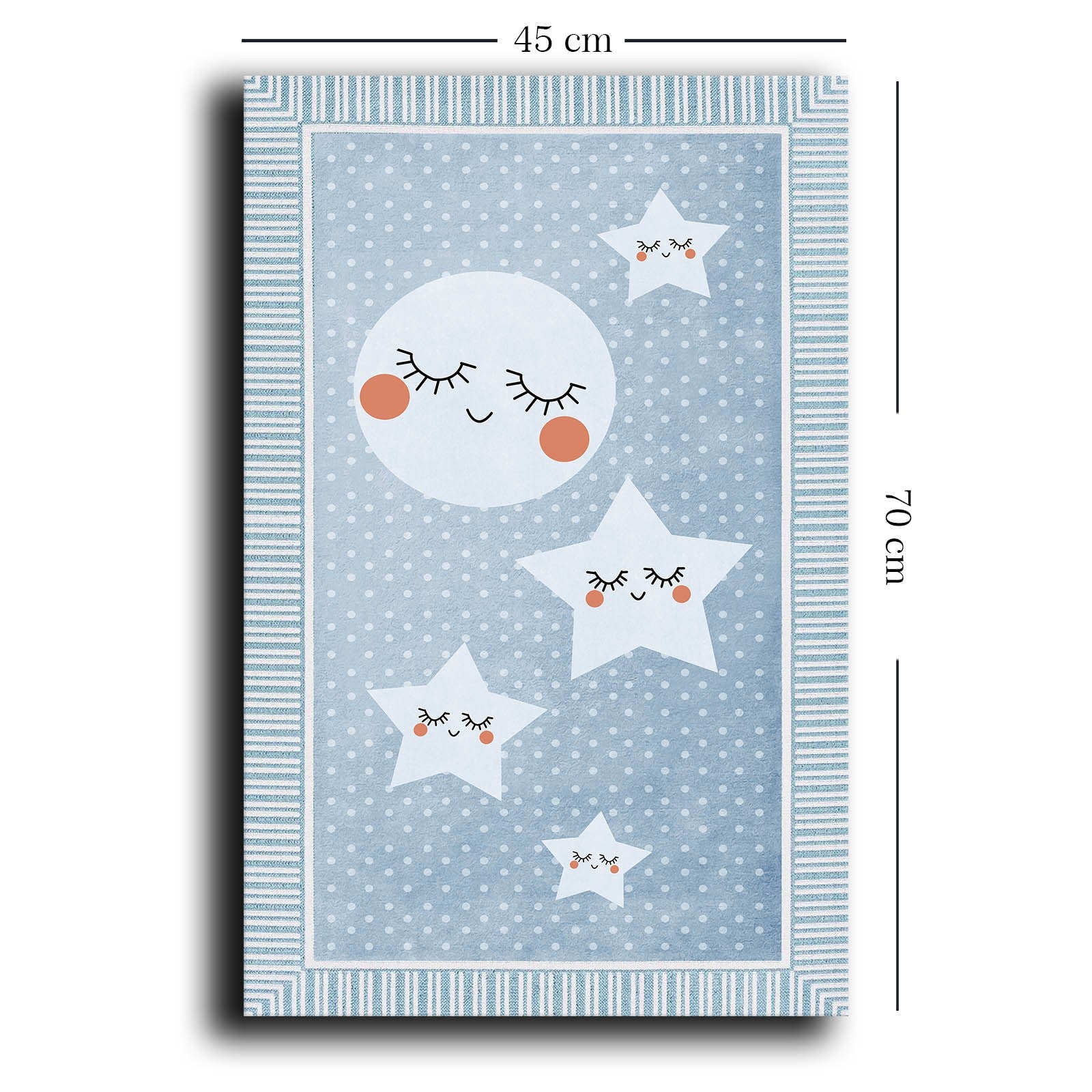 Quadro Decorativo em Tela - Azul e Branco 45x70cm com Moldura de Pinho