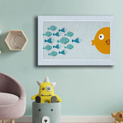 Quadro Decorativo em Tela - Laranja e Azul com Moldura de Pinho 45x70cm - 100% Canvas