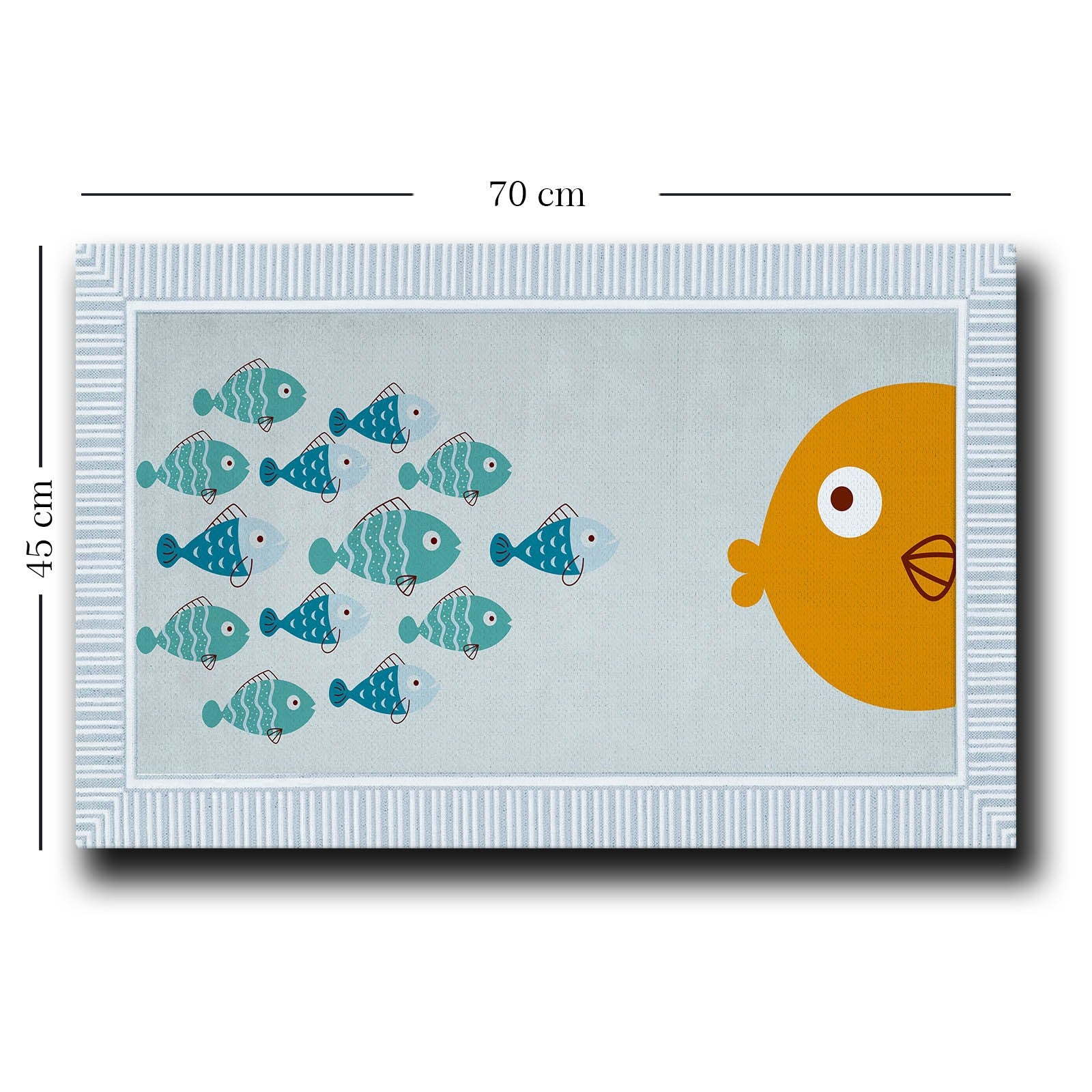 Quadro Decorativo em Tela - Laranja e Azul com Moldura de Pinho 45x70cm - 100% Canvas