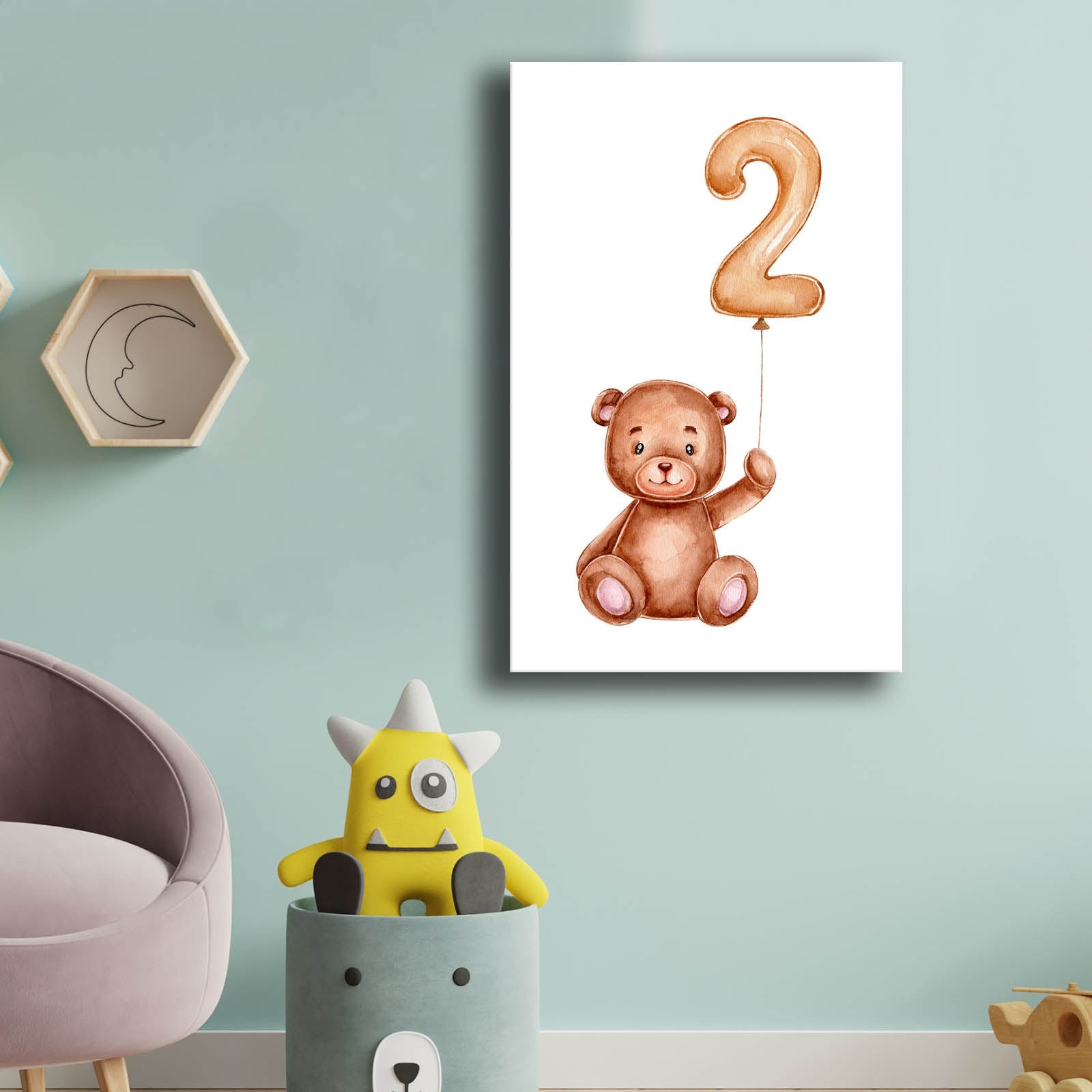 Quadro Decorativo em Tela 45x70cm - Moldura Pinho - Tons Castanho, Branco e Amarelo