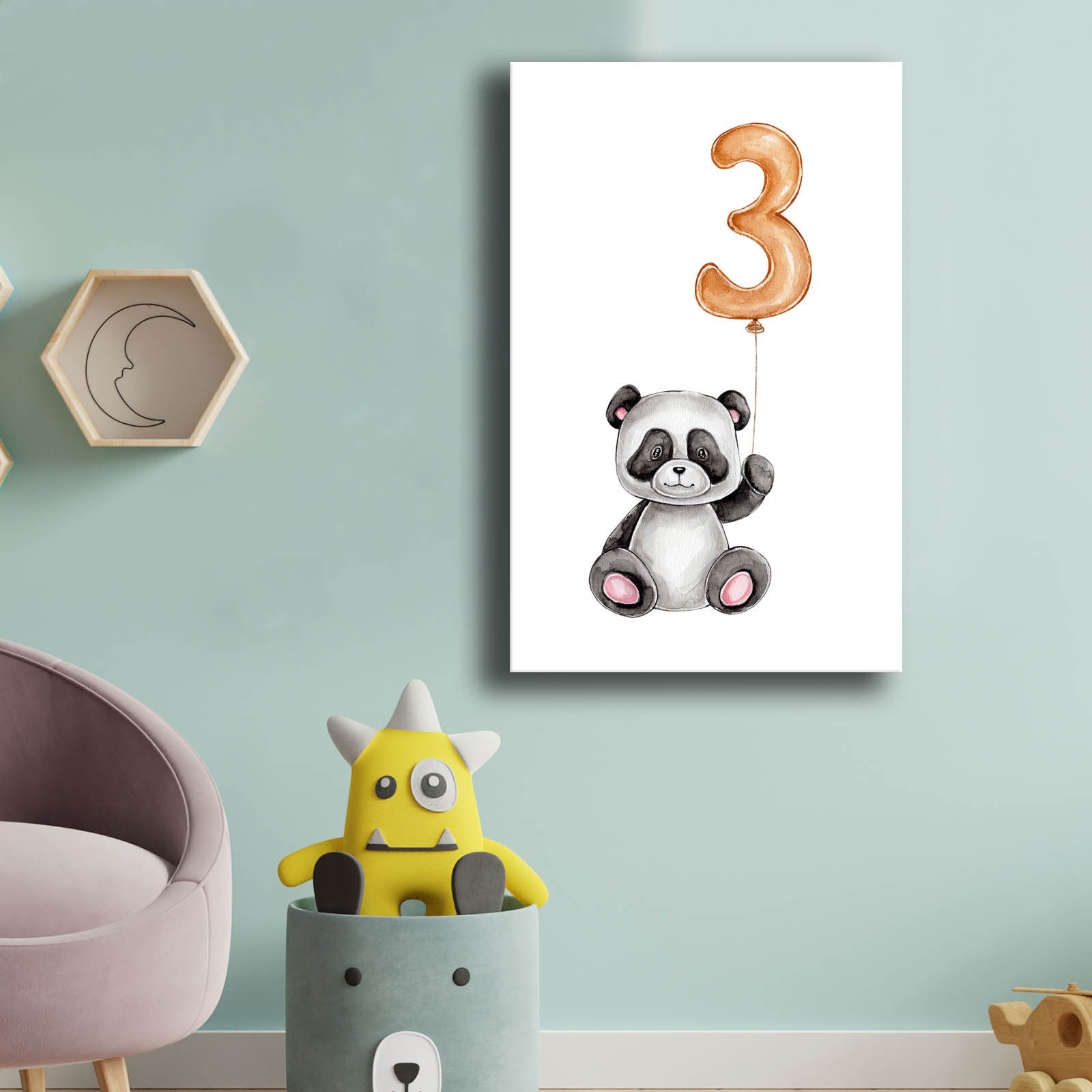 Quadro Decorativo em Tela - Design Moderno Preto, Branco e Amarelo com Moldura de Pinho - 45x70cm