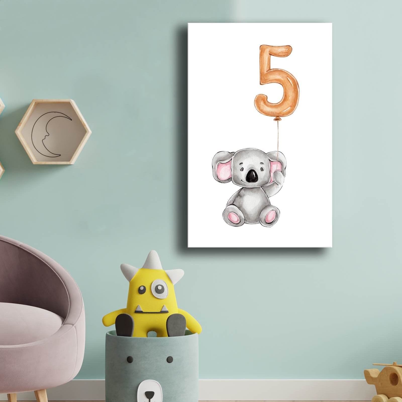 Quadro Decorativo em Tela 45x70cm - Design Moderno Amarelo, Cinzento e Branco com Moldura de Pinho