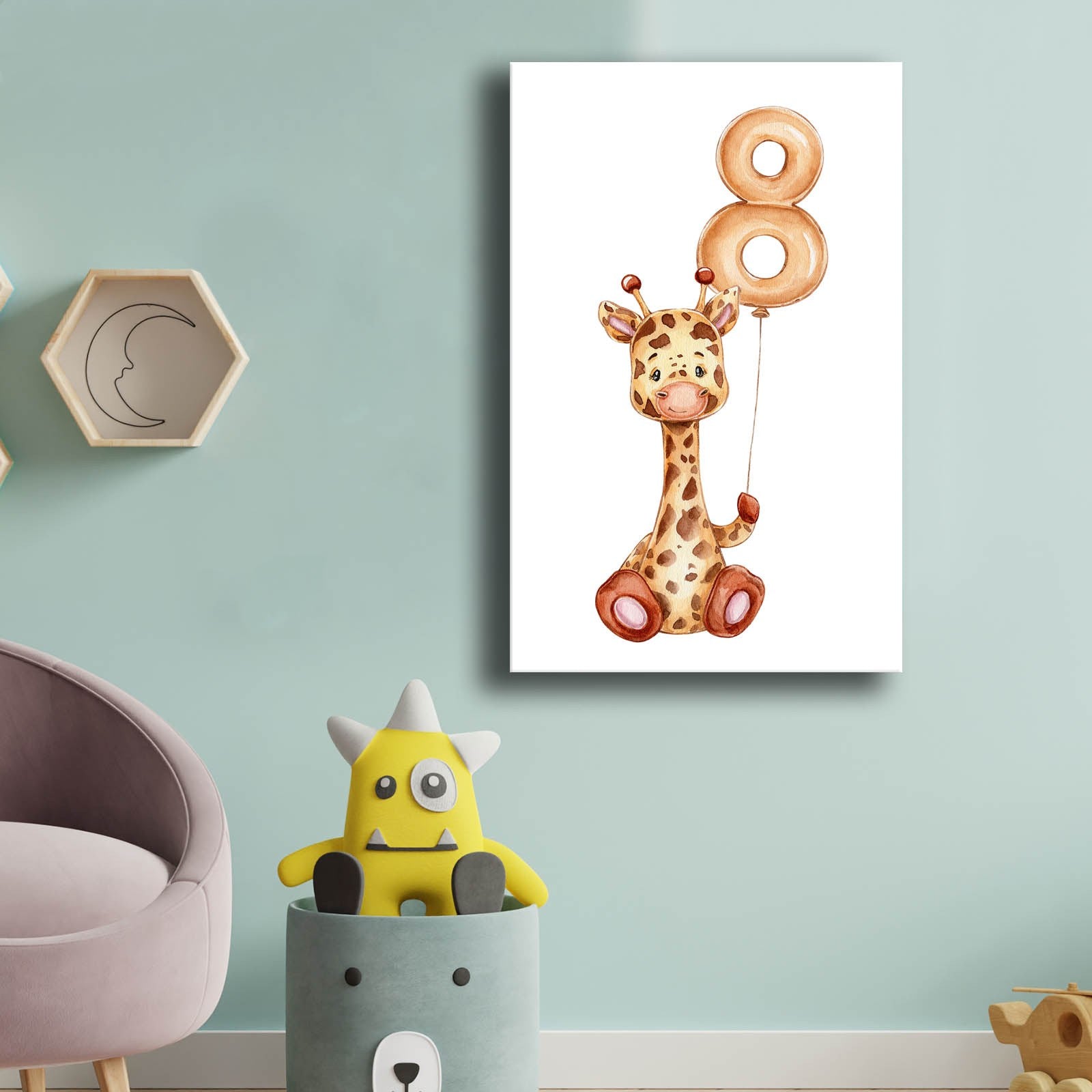 Quadro Decorativo em Tela 45x70cm - Moldura Pinho - Tons Castanho, Branco e Amarelo