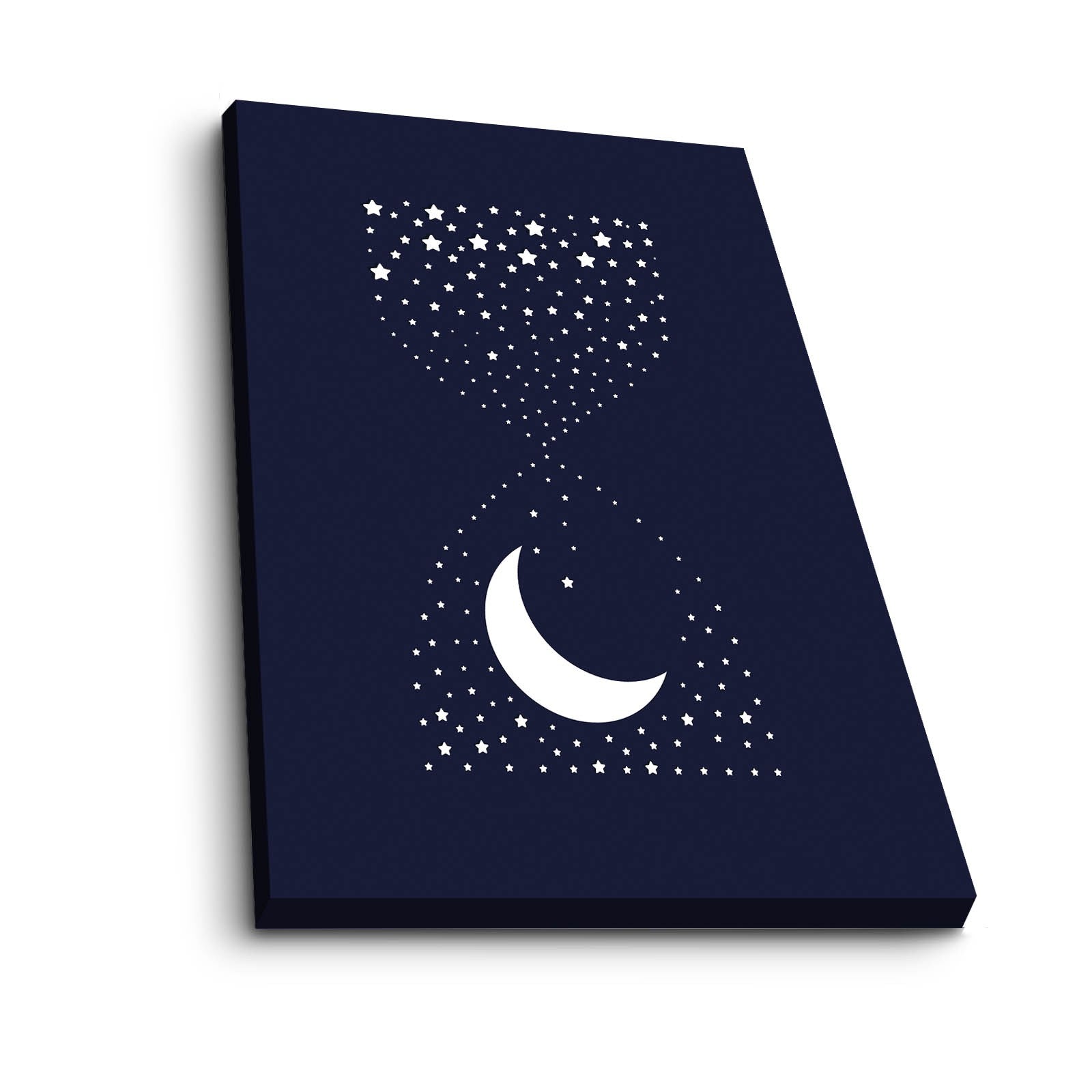 Quadro Decorativo em Tela - Azul Marinho e Branco com Moldura de Pinho 28x38cm