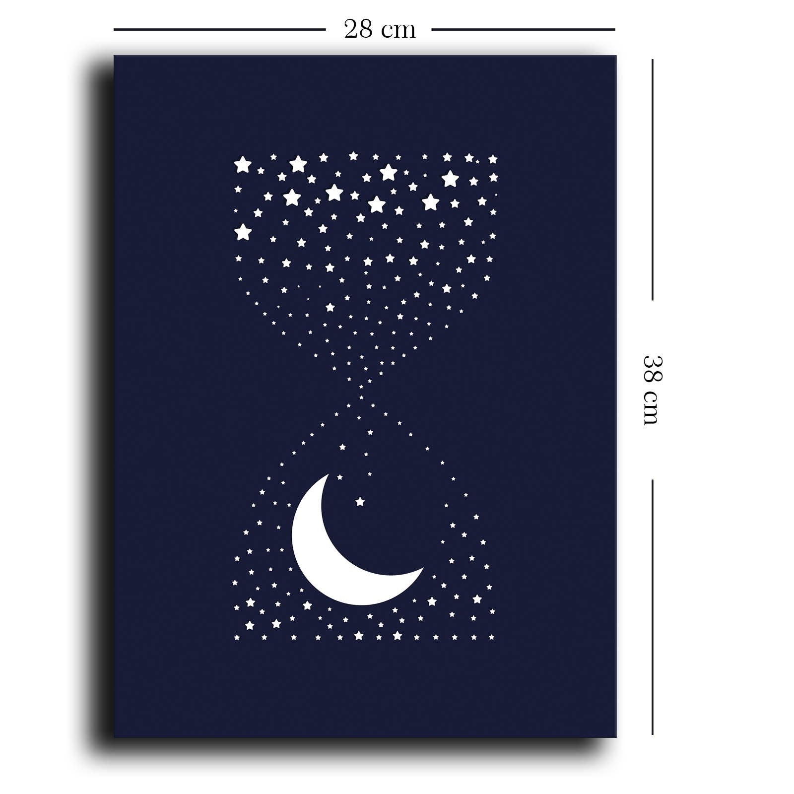 Quadro Decorativo em Tela - Azul Marinho e Branco com Moldura de Pinho 28x38cm