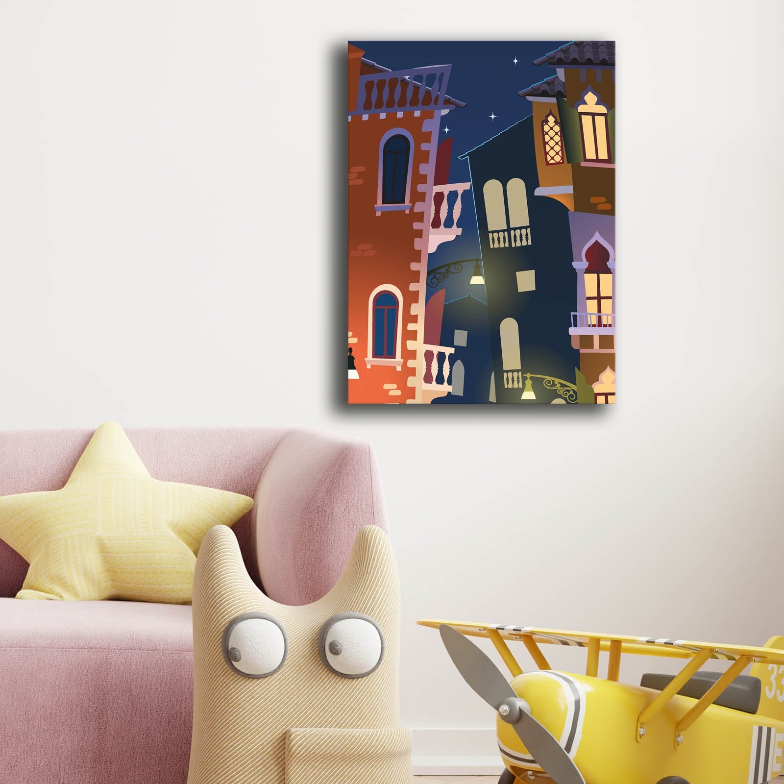 Quadro Decorativo em Tela Multicolor com Moldura de Pinho - 28x38cm Canvas 100%