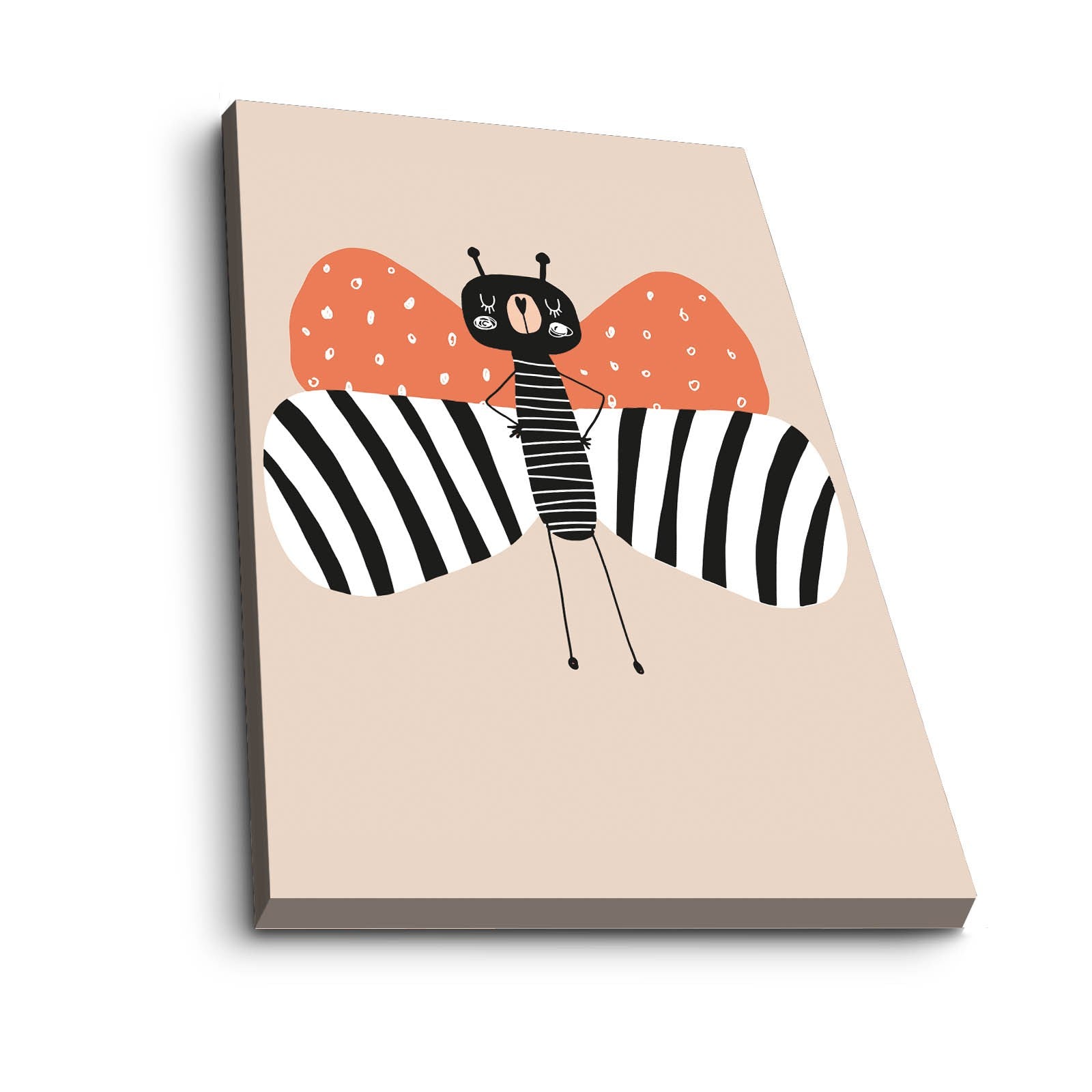 Quadro Decorativo em Tela - Design Moderno Preto, Branco e Laranja com Moldura de Pinho 28x38cm