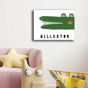 Quadro Decorativo em Tela Verde e Branco com Moldura de Pinho - 28x38cm