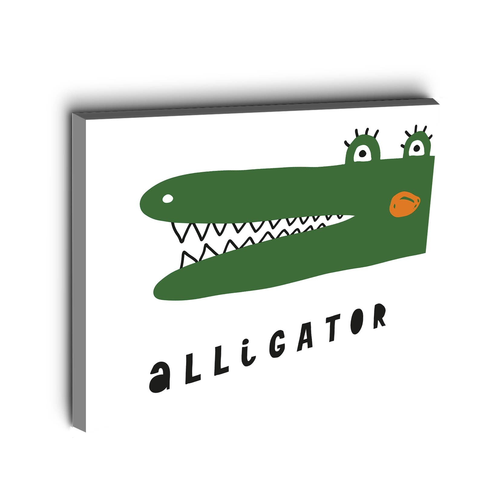 Quadro Decorativo em Tela Verde e Branco com Moldura de Pinho - 28x38cm