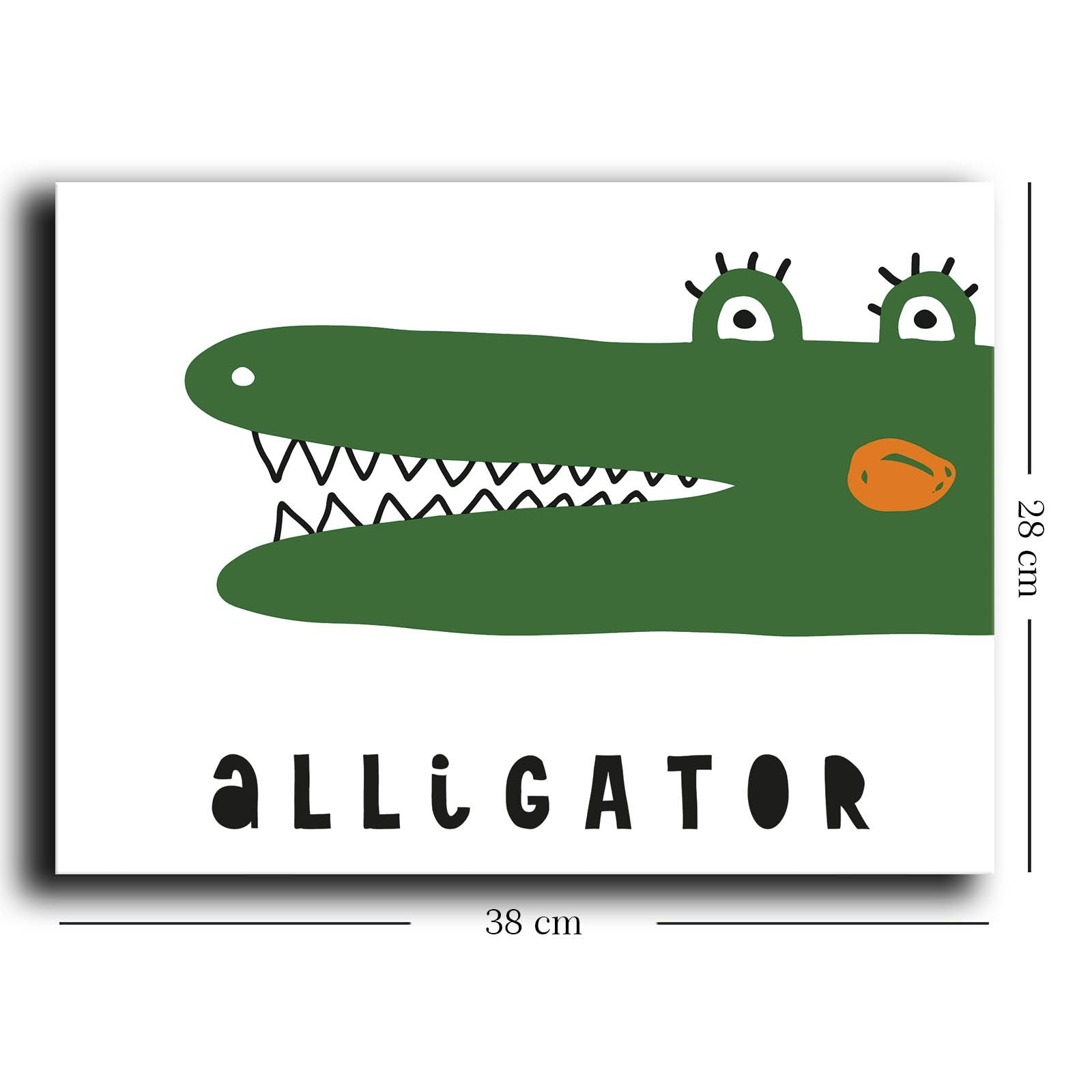 Quadro Decorativo em Tela Verde e Branco com Moldura de Pinho - 28x38cm