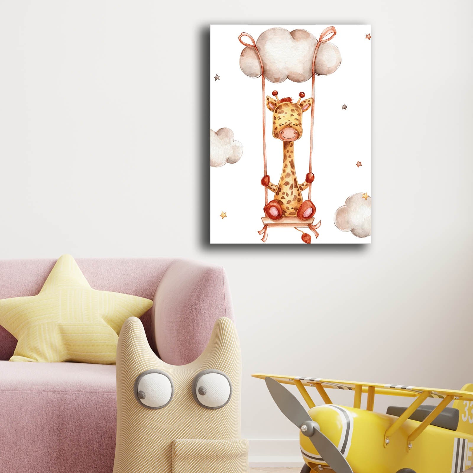 Quadro Decorativo em Tela - Laranja e Branco com Moldura de Pinho 28x38cm