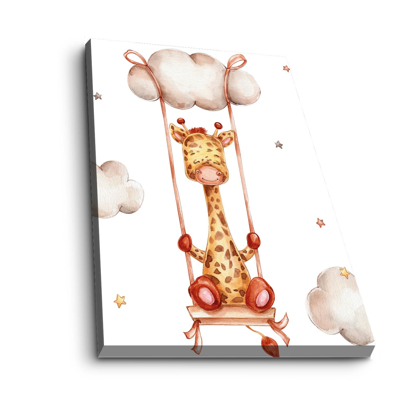 Quadro Decorativo em Tela - Laranja e Branco com Moldura de Pinho 28x38cm