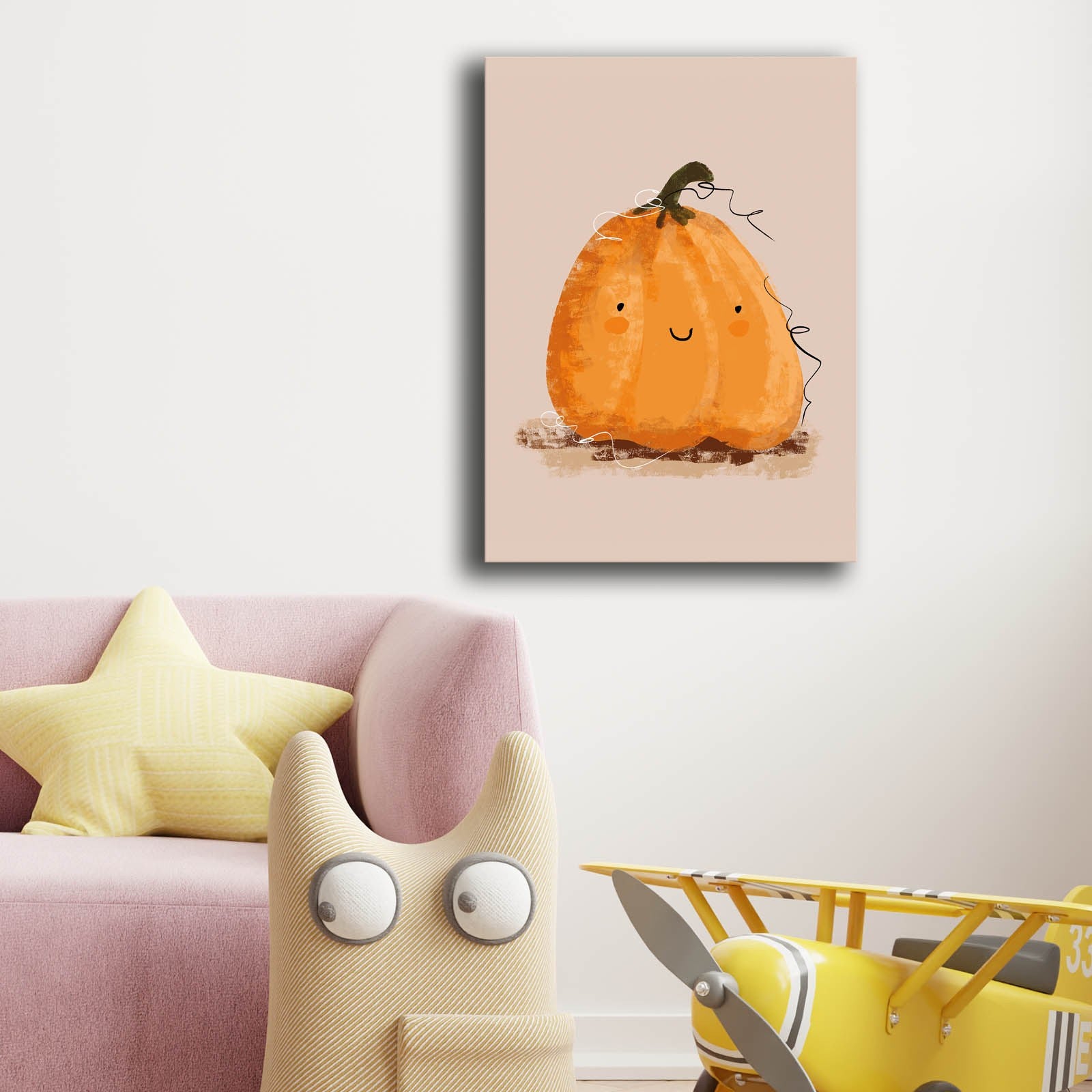 Quadro Decorativo em Tela 100% Canvas com Moldura de Pinho - Laranja Powder 28x38cm