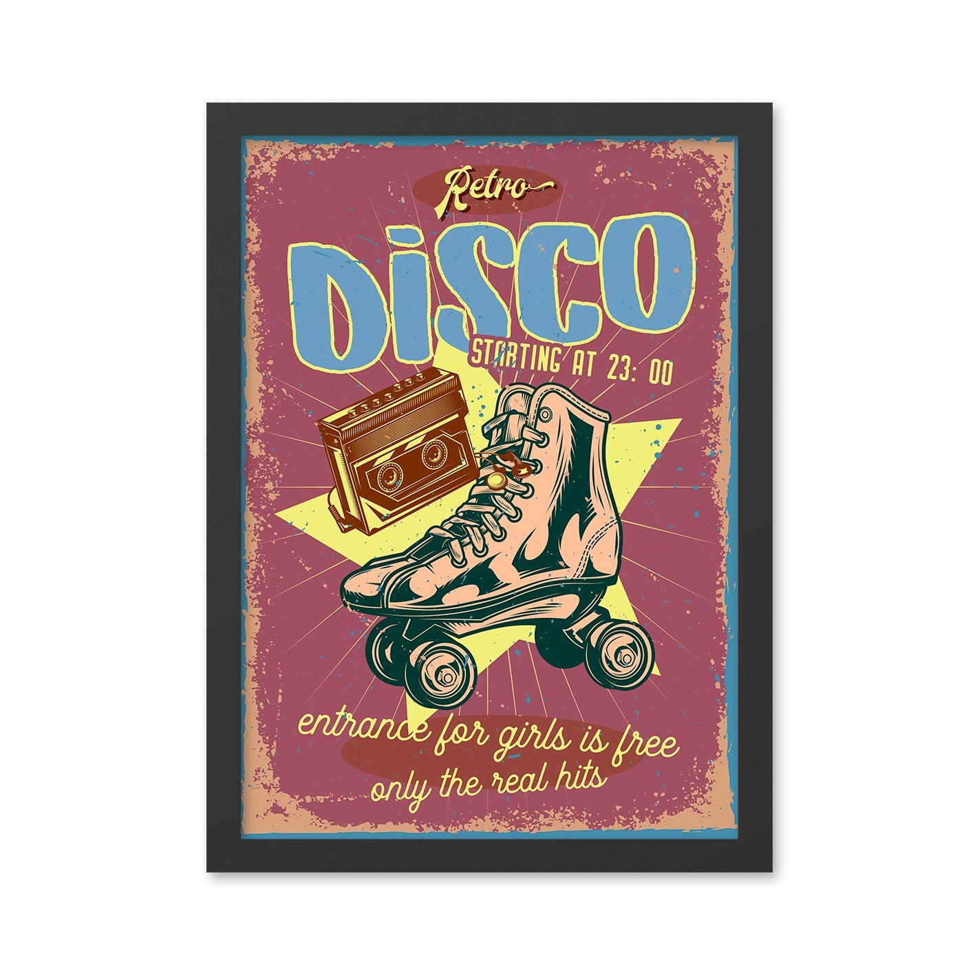 Quadro Decorativo Disco 35x45 cm – MDF, Moldura Poliestireno 2 cm, Impressão UV, Multicolor, pronto a pendurar