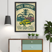 Quadro Decorativo em MDF com Moldura em Poliestireno (2 cm) – Public Transport, 40 x 55 cm, Multicolorido, Impressão Digital UV