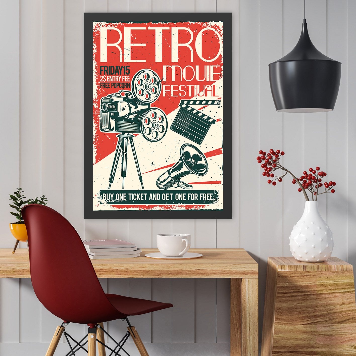 Quadro Decorativo Retro Movie 35 x 45 cm, Multicolor — MDF com moldura em poliestireno (2 cm), impressão UV