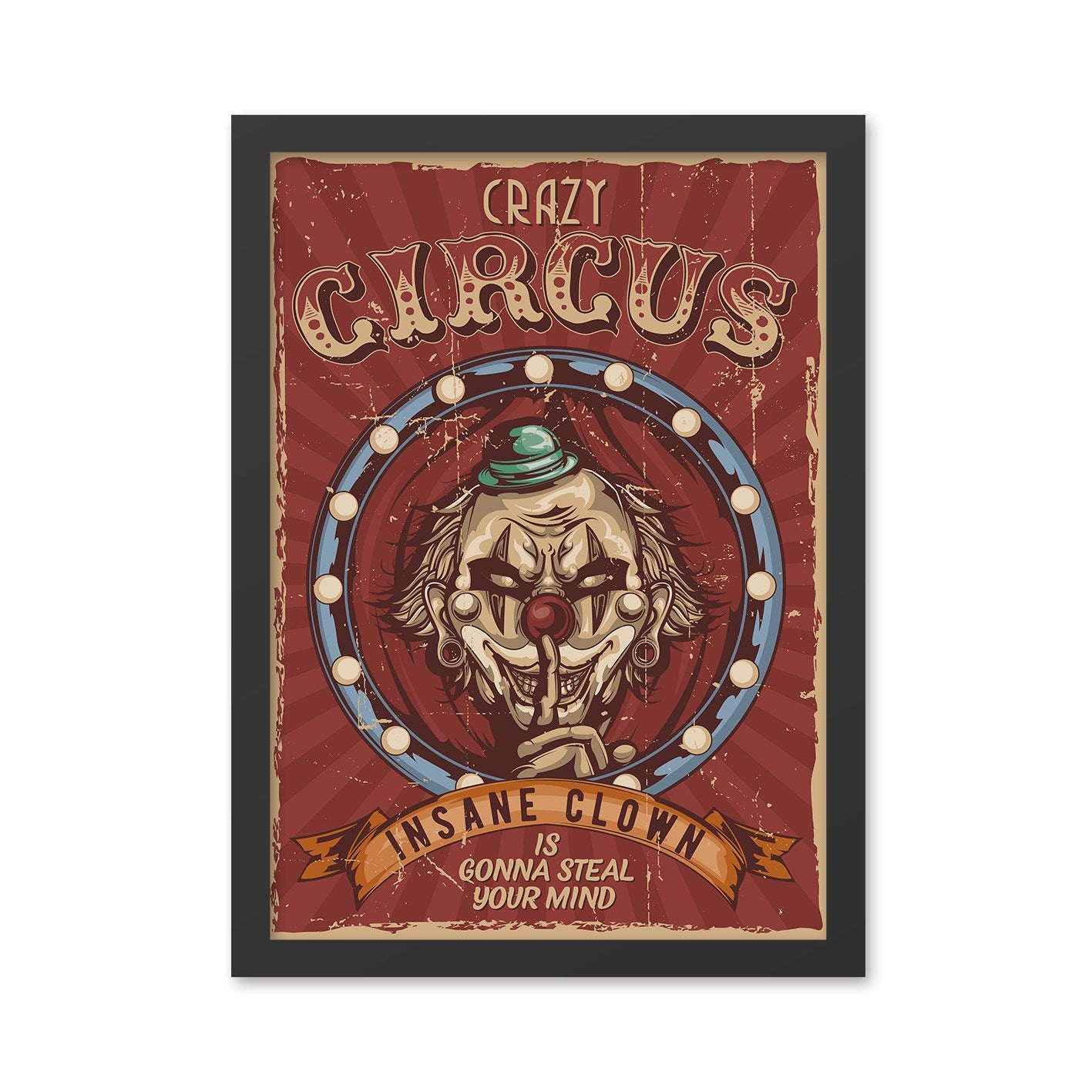 Quadro Decorativo "Crazy Circus" 40x55 cm — Impressão UV em MDF, Moldura em Poliestireno 2 cm, Multicolor, Pronto a Pendurar