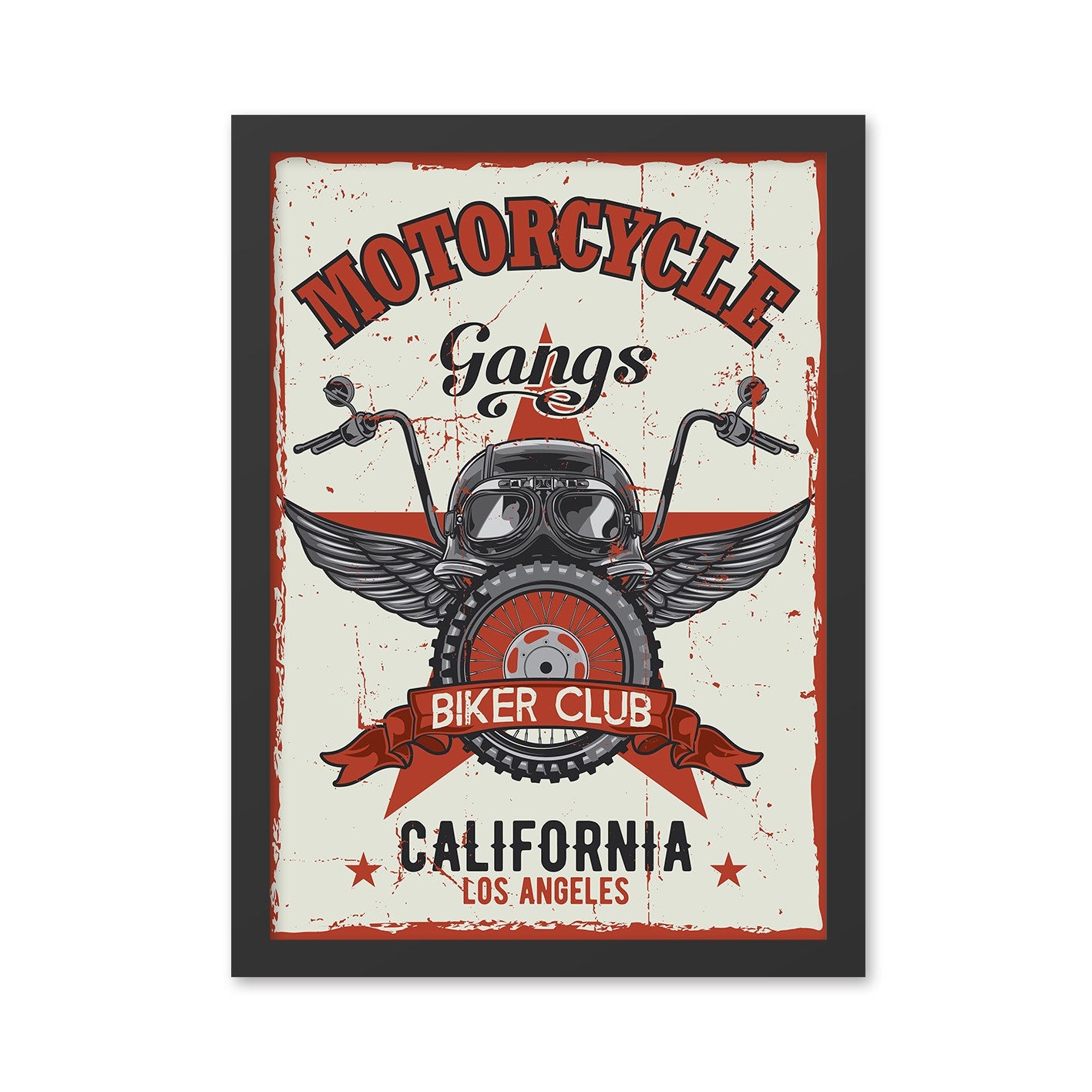 Quadro Decorativo “Motorcycle Gangs” 55x75 cm — Multicolor, Impressão UV, MDF com Moldura em Poliestireno