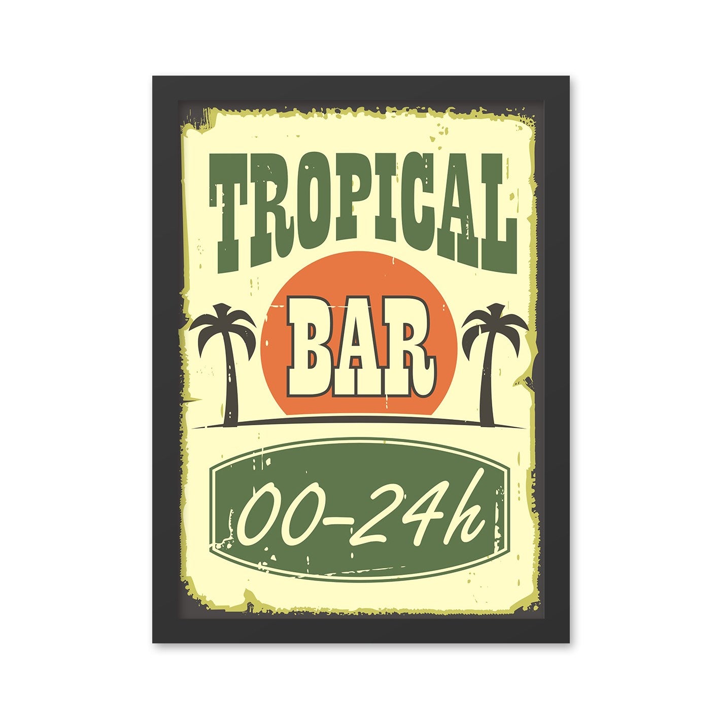 Quadro Decorativo Bar Tropical 35x45 cm, Multicolor (MDF, Moldura em Poliestireno 2 cm, Impressão UV)