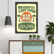 Quadro Decorativo “Tropical Bar” 55 x 75 cm – MDF com Moldura em Poliestireno, Impressão UV, Multicolorido