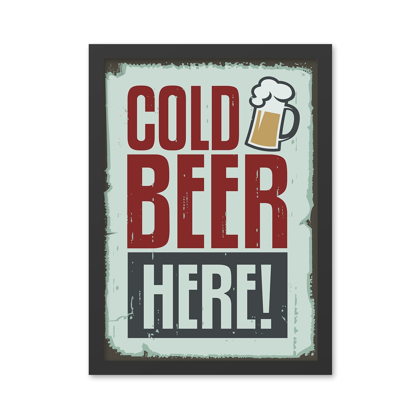 Quadro Decorativo em MDF com Moldura em Poliestireno “Cold Beer” 35 x 45 cm – Multicolor, Impressão UV