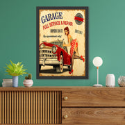 Quadro Decorativo “Garage” 40x55 cm – MDF, Moldura em Poliestireno (2 cm), Impressão UV, Multicolor