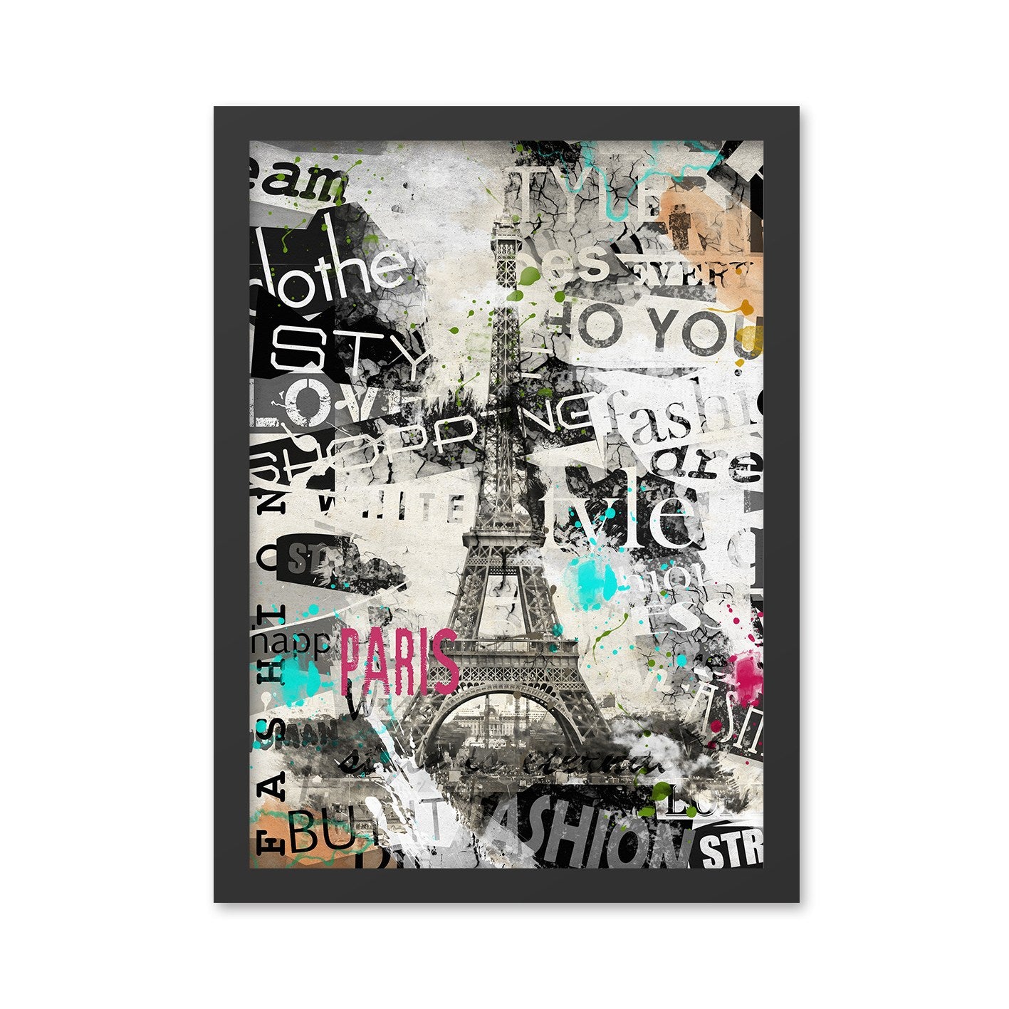 Quadro Decorativo Paris 55x75 cm – MDF com Moldura em Poliestireno, Multicolor, Impressão UV