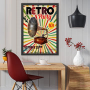 Retro Party — Quadro Decorativo em MDF com Moldura, Multicolor, Impressão Digital UV, 55 x 75 cm