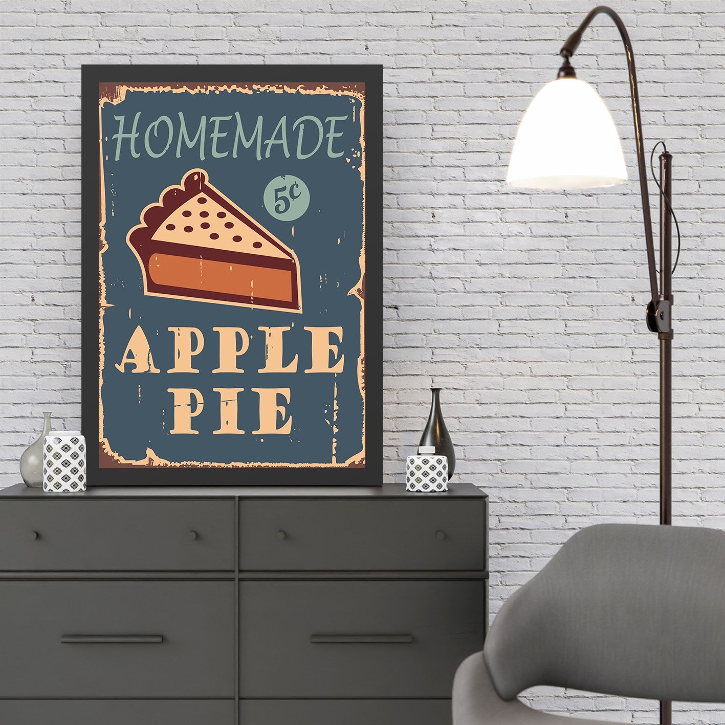 Quadro Decorativo em MDF “Apple Pie” 55x75 cm — Multicolor, Impressão UV, Moldura em Poliestireno, Pronto a Pendurar
