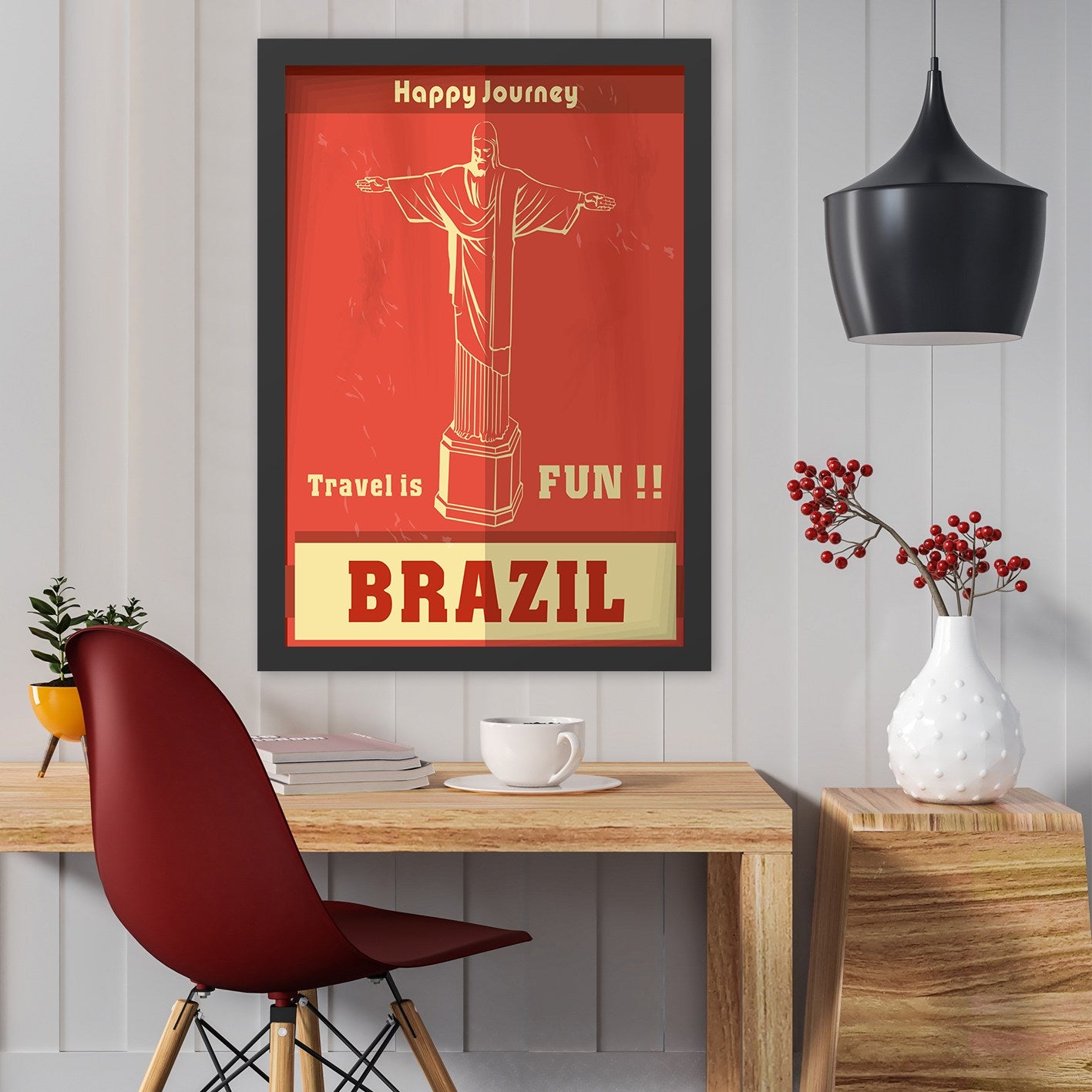 Quadro Decorativo “Brasil” 35x45 cm em MDF – Impressão UV, Multicolor, Moldura de Poliestireno 2 cm, Pronto a Pendurar
