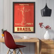 Quadro Decorativo “Brasil” 35x45 cm em MDF – Impressão UV, Multicolor, Moldura de Poliestireno 2 cm, Pronto a Pendurar