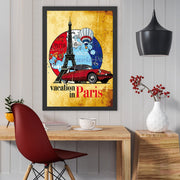 Quadro Decorativo “Vacation in Paris” 35x45 cm – Multicolor, Impressão UV, MDF com Moldura em Poliestireno 2 cm