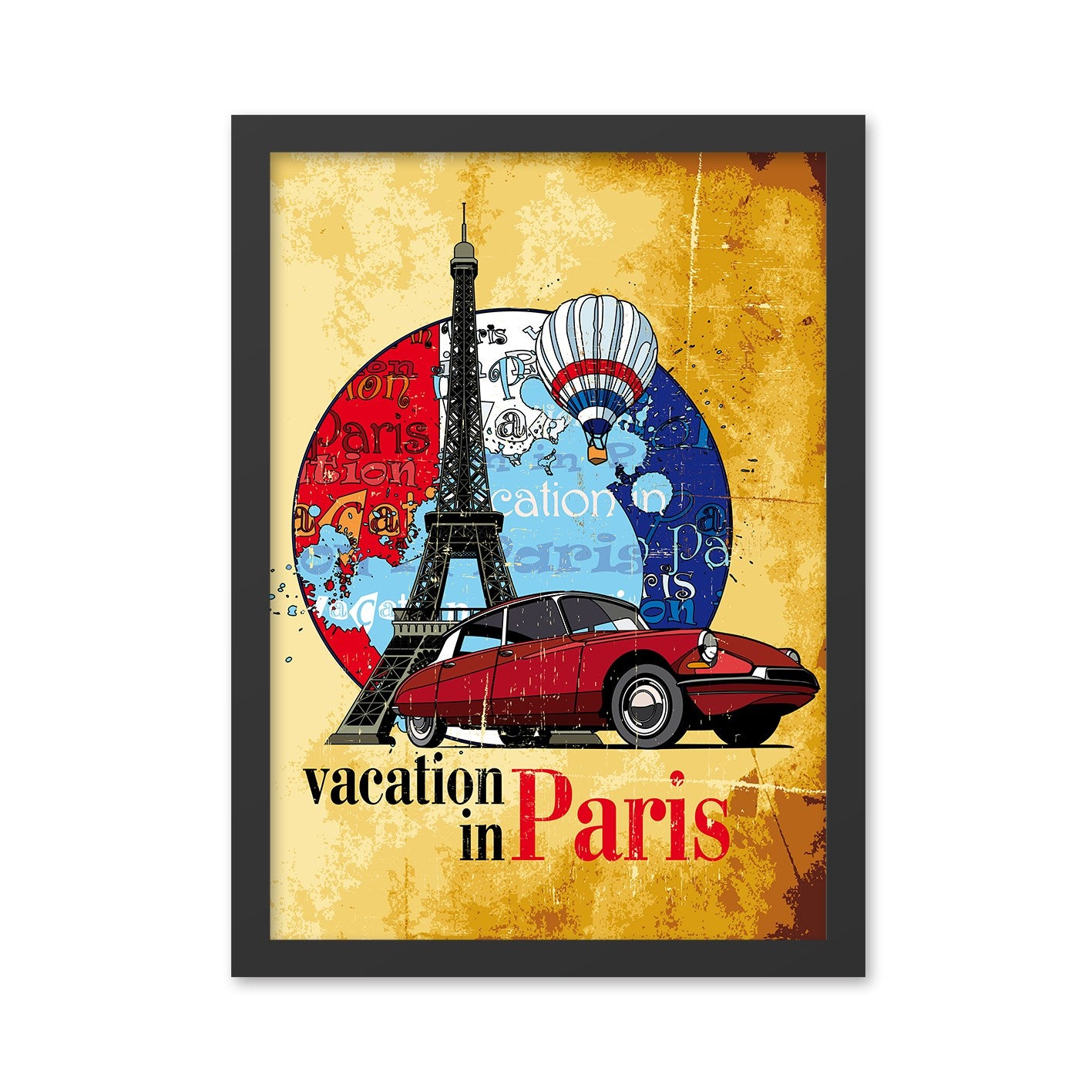 Quadro Decorativo “Vacation in Paris” 35x45 cm – Multicolor, Impressão UV, MDF com Moldura em Poliestireno 2 cm