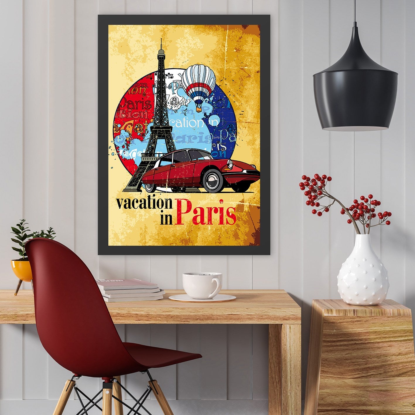 Quadro “Férias em Paris” 40 x 55 cm – MDF com moldura em poliestireno, Impressão UV