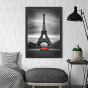 Quadro Decorativo Torre Eiffel (35 x 45 cm) – Preto e Vermelho, MDF, Moldura em Poliestireno 2 cm, Impressão UV, Pronto a Pendurar