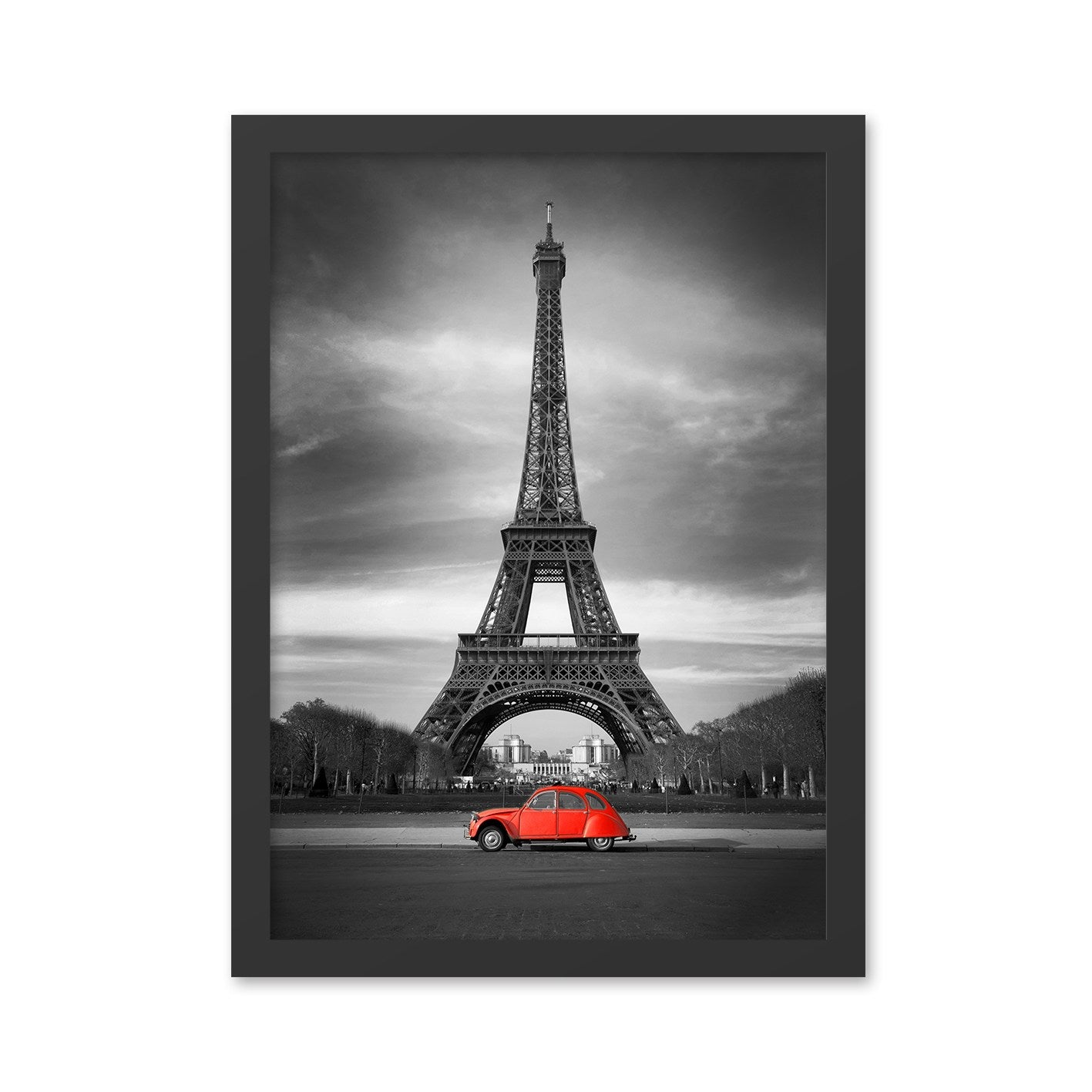 Quadro Decorativo Torre Eiffel 40 x 55 cm – MDF com Moldura em Poliestireno, Impressão UV – Preto/Vermelho