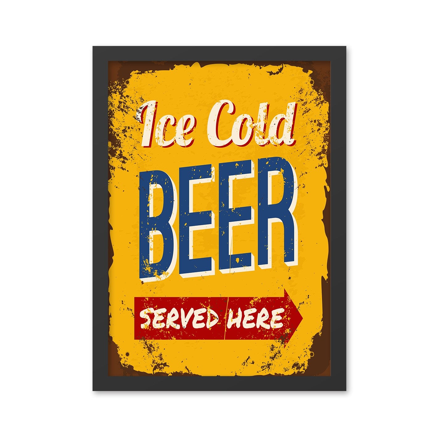 Quadro Decorativo Ice Cold Beer 40 x 55 cm – MDF com Moldura, Multicolor, Impressão UV
