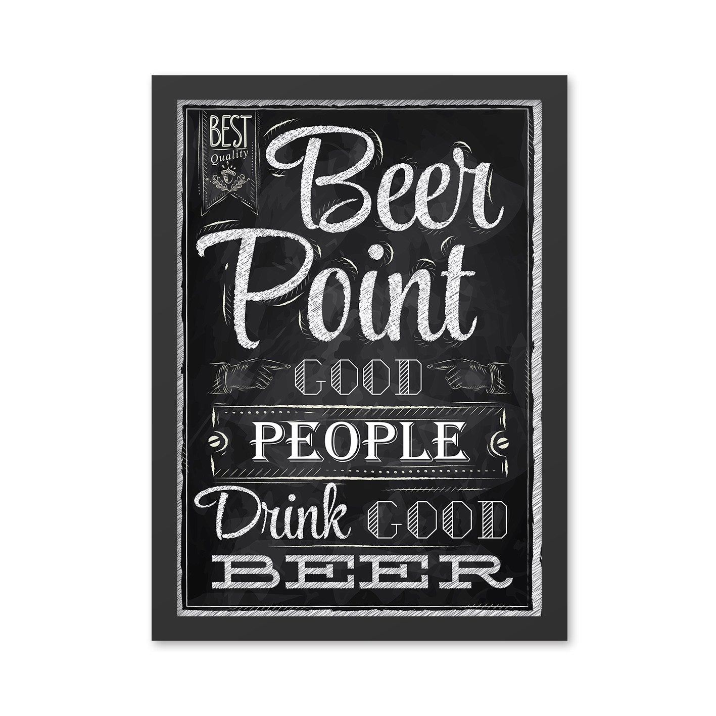 Quadro Decorativo Beer Point 40x55 cm – MDF com Moldura em Poliestireno, Impressão UV, Preto/Branco