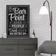 Quadro Decorativo Beer Point 55x75 cm – MDF 100% com Moldura em Poliestireno 2 cm, Impressão UV, Preto/Branco, pronto a pendurar
