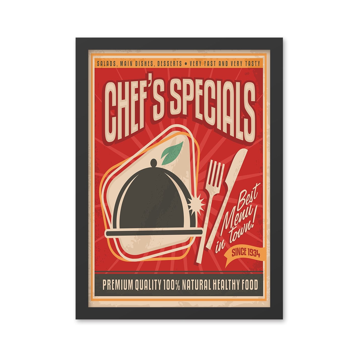 Quadro Decorativo Chef’s Special 35x45 cm, Multicolor – MDF com Moldura em Poliestireno (2 cm) e Impressão UV