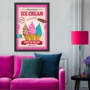 Quadro Decorativo em MDF “Ice Cream” 40x55 cm – Multicor, Impressão UV, Moldura 2 cm