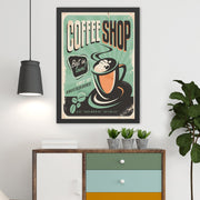 Quadro Decorativo Coffee Shop 40 x 55 cm – MDF com Moldura, Multicolor