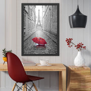 Quadro Decorativo Moldurado Torre Eiffel 2 (35 x 45 cm) – Preto e Vermelho | Impressão UV em MDF, Moldura em Poliestireno 2 cm