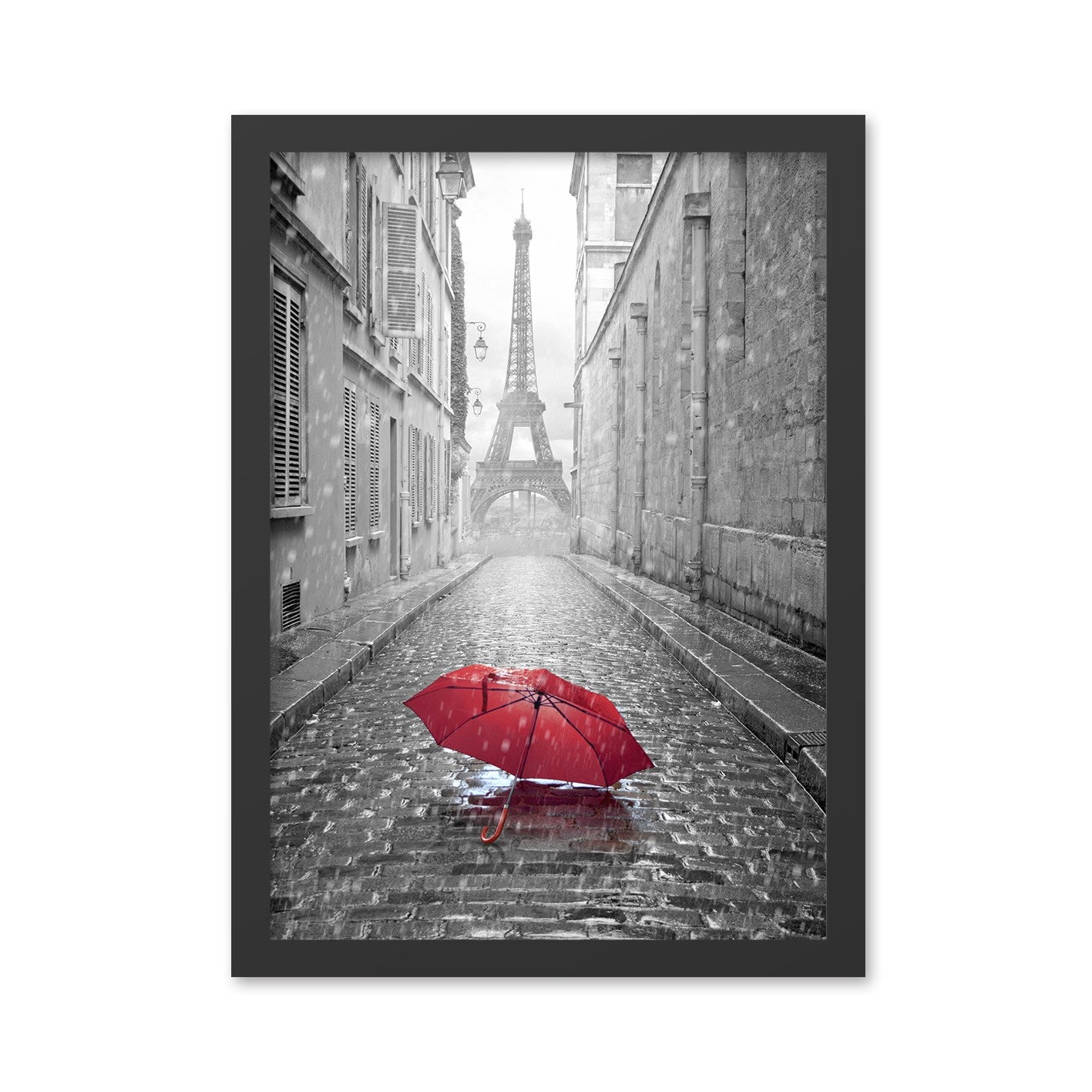 Quadro Decorativo Torre Eiffel 2 40x55 cm – MDF com Moldura em Poliestireno, Impressão UV – Preto/Vermelho